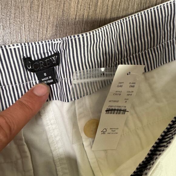 J.Crew 7" Heritage Classic Chino Short Sz 8 White Highrise Slant Pockets Stretch - Picture 3 of 6